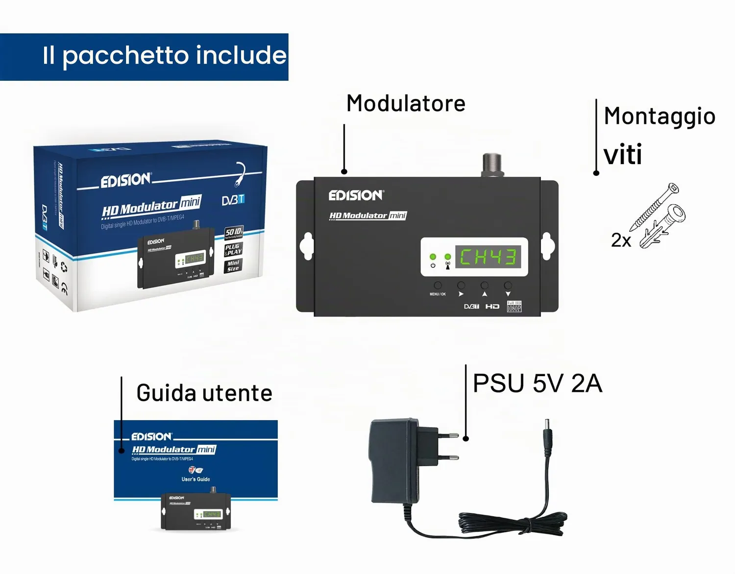 Edision HDMI Modulator Mini modulatore DVB-T Full HD