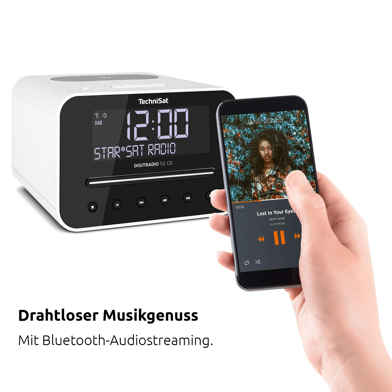TechniSat DigitRadio 52 CD Radiosveglia DAB+ Bluetooth Bianca