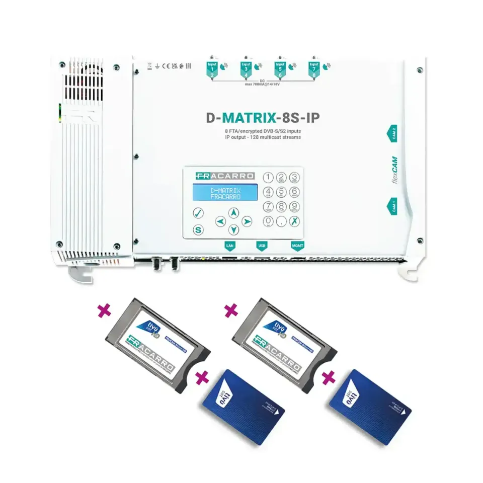 Fracarro D-Matrix TVSAT 8-IP kit IPTV hospitality