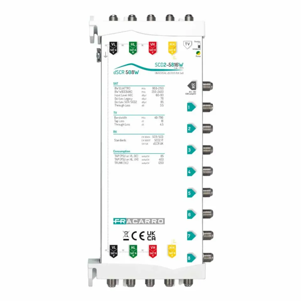 Fracarro SCD2-5816W multiswitch dCSS 8 uscite in cascata
