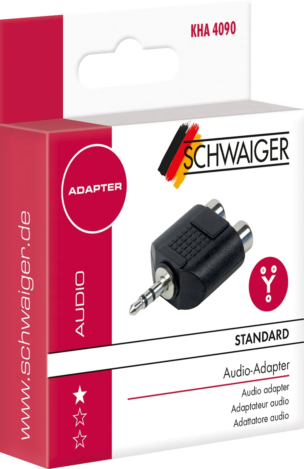 Schwaiger Adattatore audio Cinch a jack stereo smartphone
