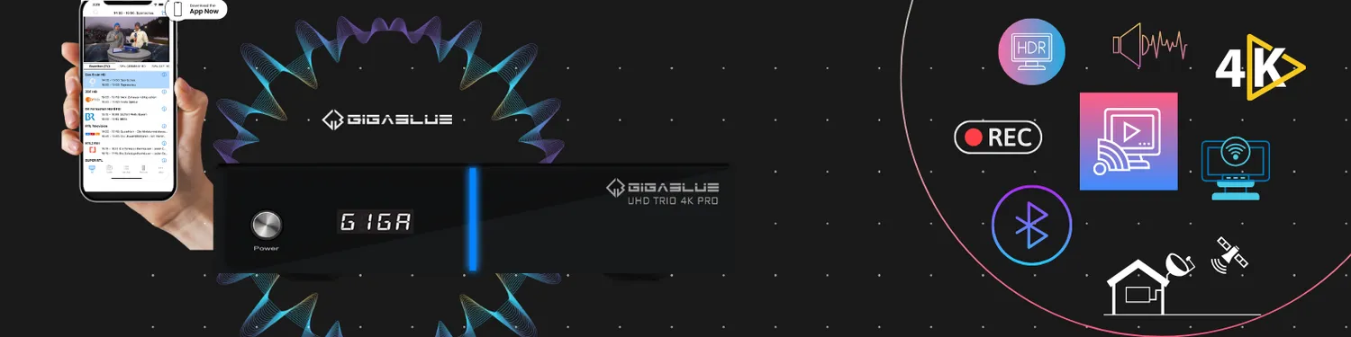 GigaBlue UHD Trio 4K PRO Decoder Combo DVB-S2X DVB-C/T2 WiFi