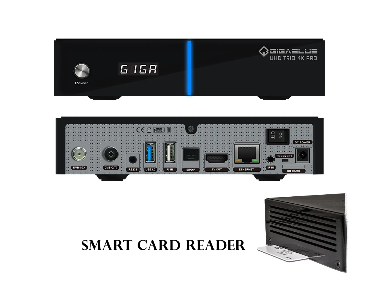 GigaBlue UHD Trio 4K PRO Decoder Combo DVB-S2X DVB-C/T2 WiFi