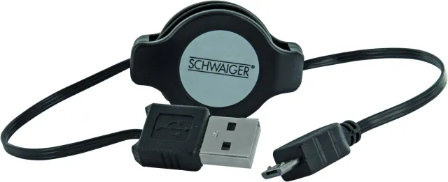 SCHWAIGER Cavo USB 2.0 A-Micro B 1,2m Avvolgibile Nero