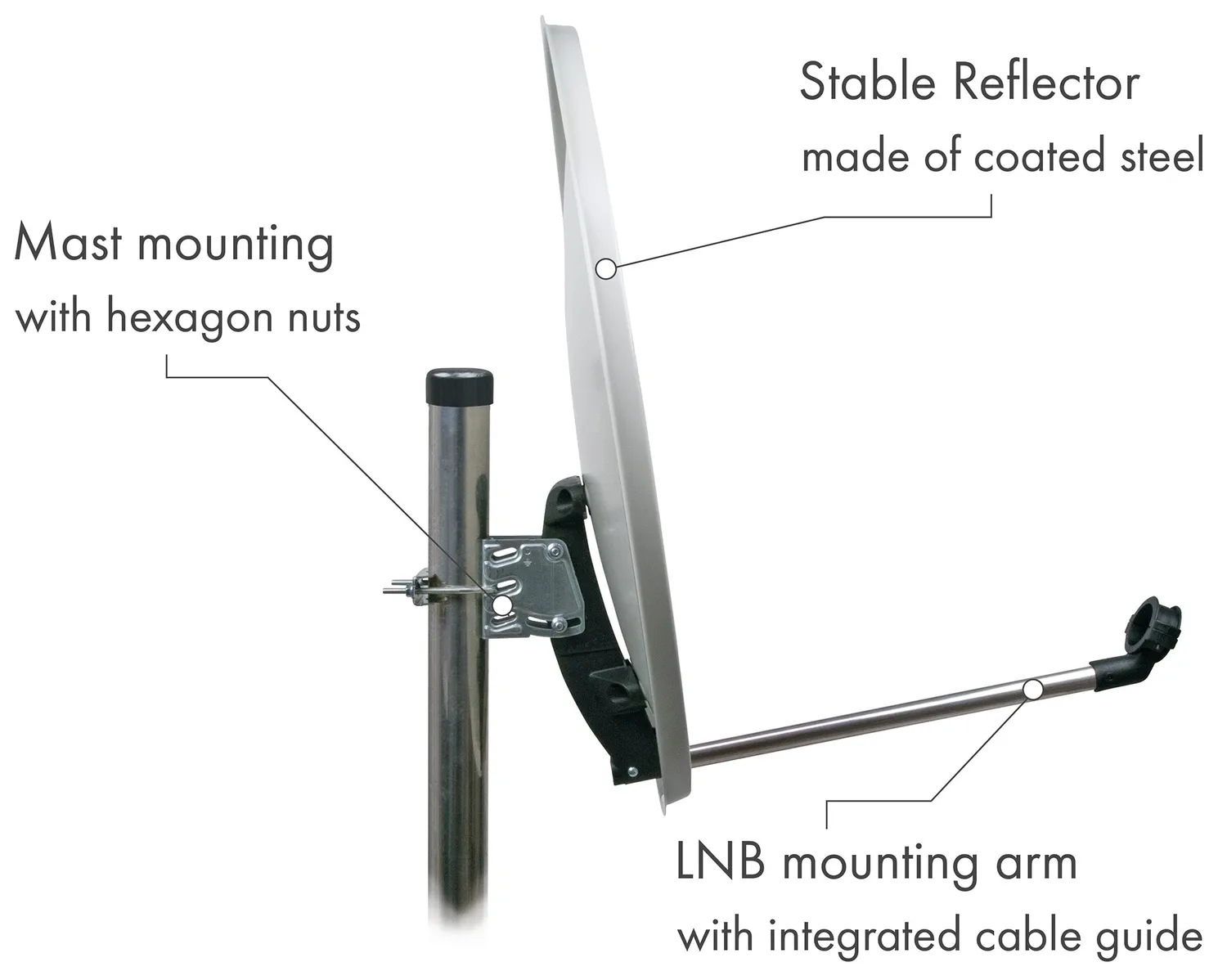 Schwaiger parabola offset 55 cm antracite acciaio