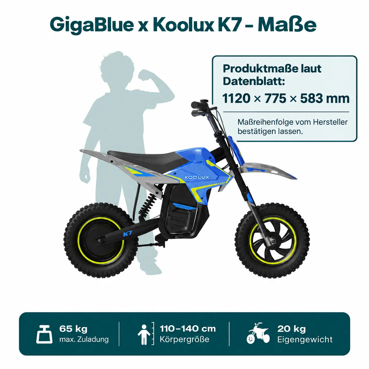 GigaBlue Koolux K7 JuniorCross moto elettrica bambini rossa