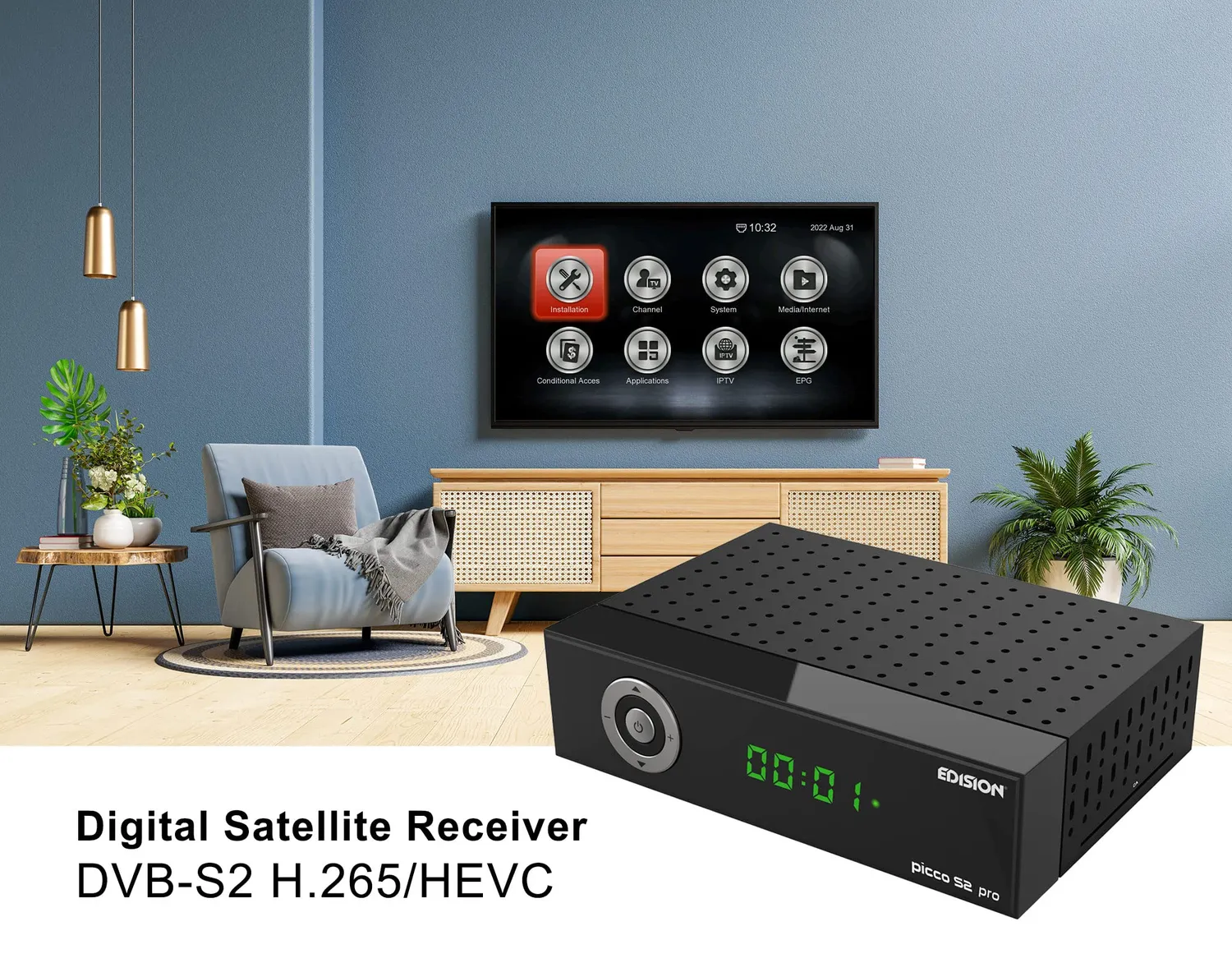 Edision Picco S2 Pro Decoder Sat DVB-S2 HEVC WiFi HDMI