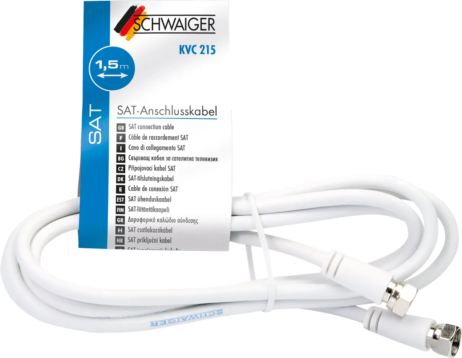 Schwaiger Cavo SAT 75 dB F-F 1,5 m Bianco
