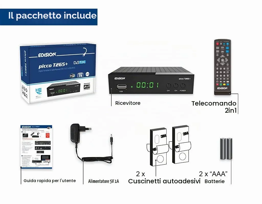 Edision Picco T265+ Decoder Digitale Terrestre Full HD