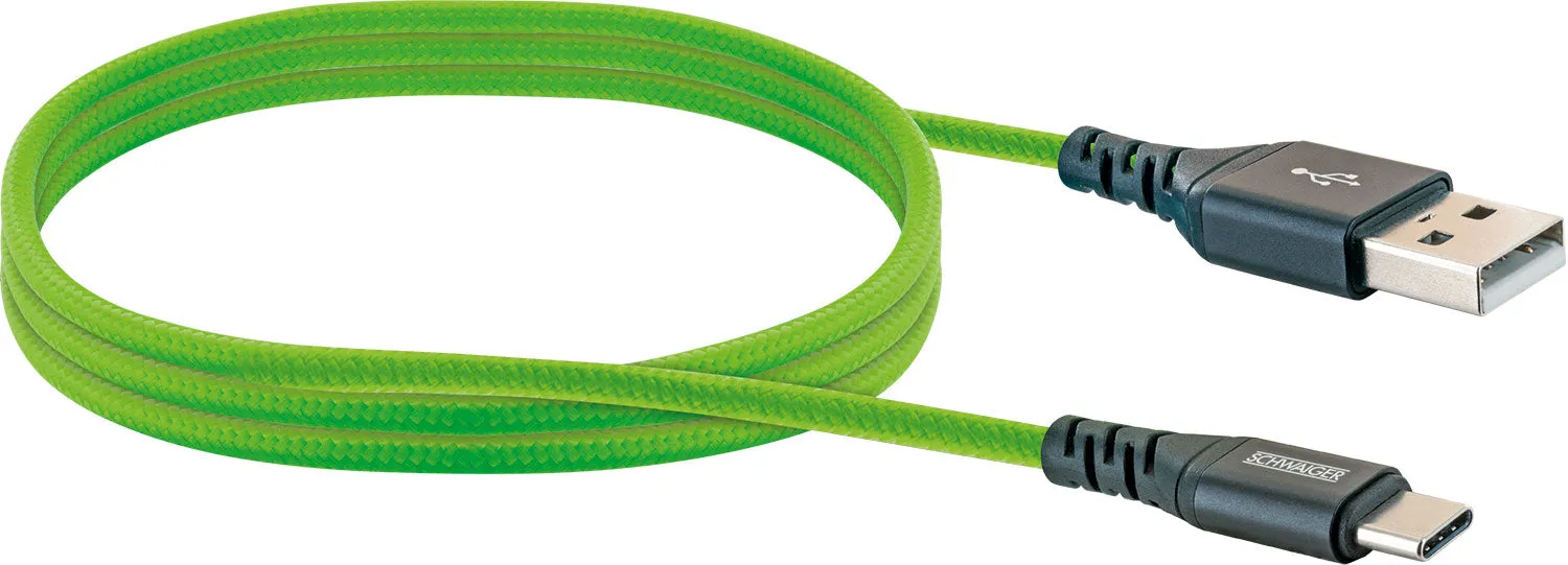 SCHWAIGER Cavo USB-C nylon 1,2 m nero 3A