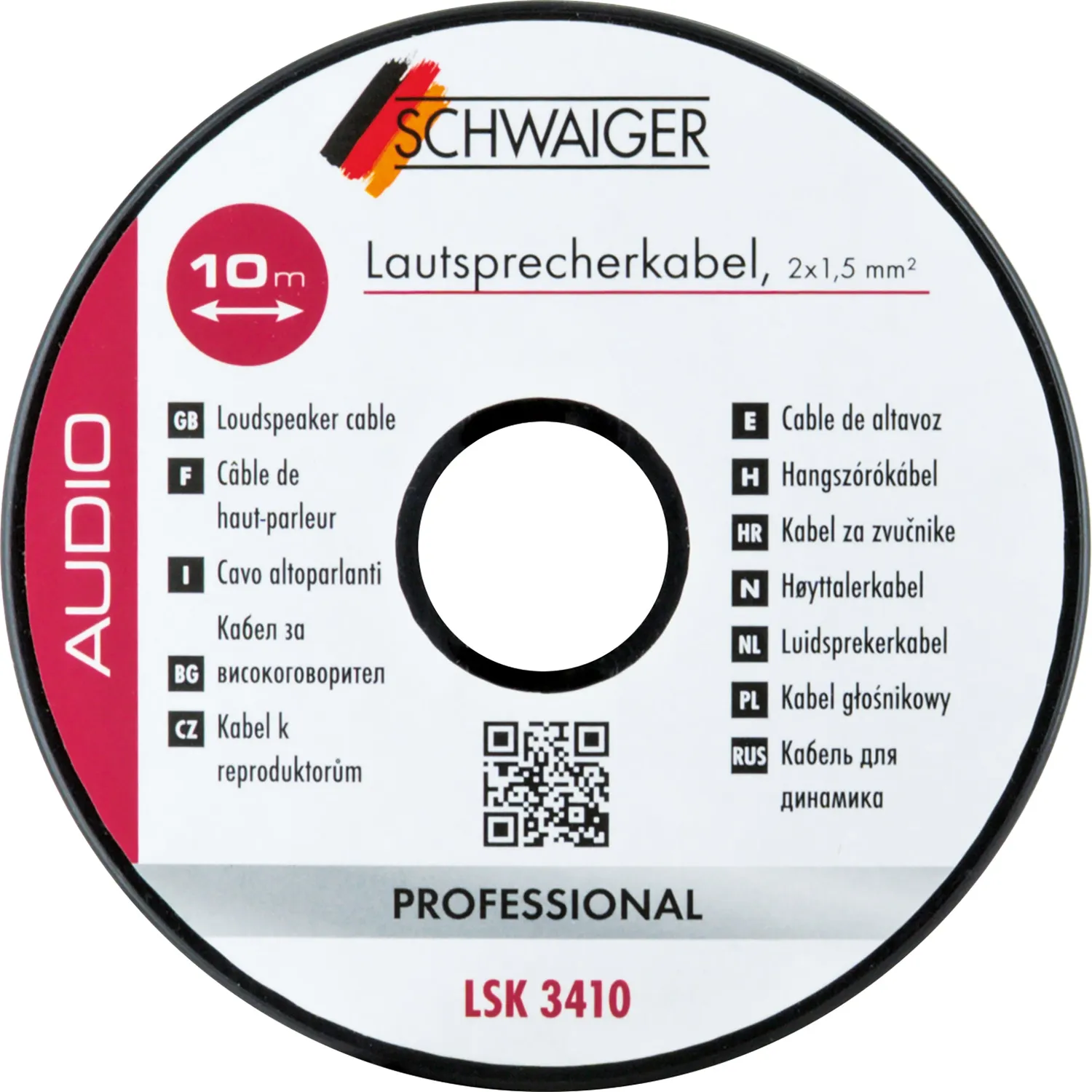 SCHWAIGER Cavo casse 2x1,5 mm² 10 m trasparente