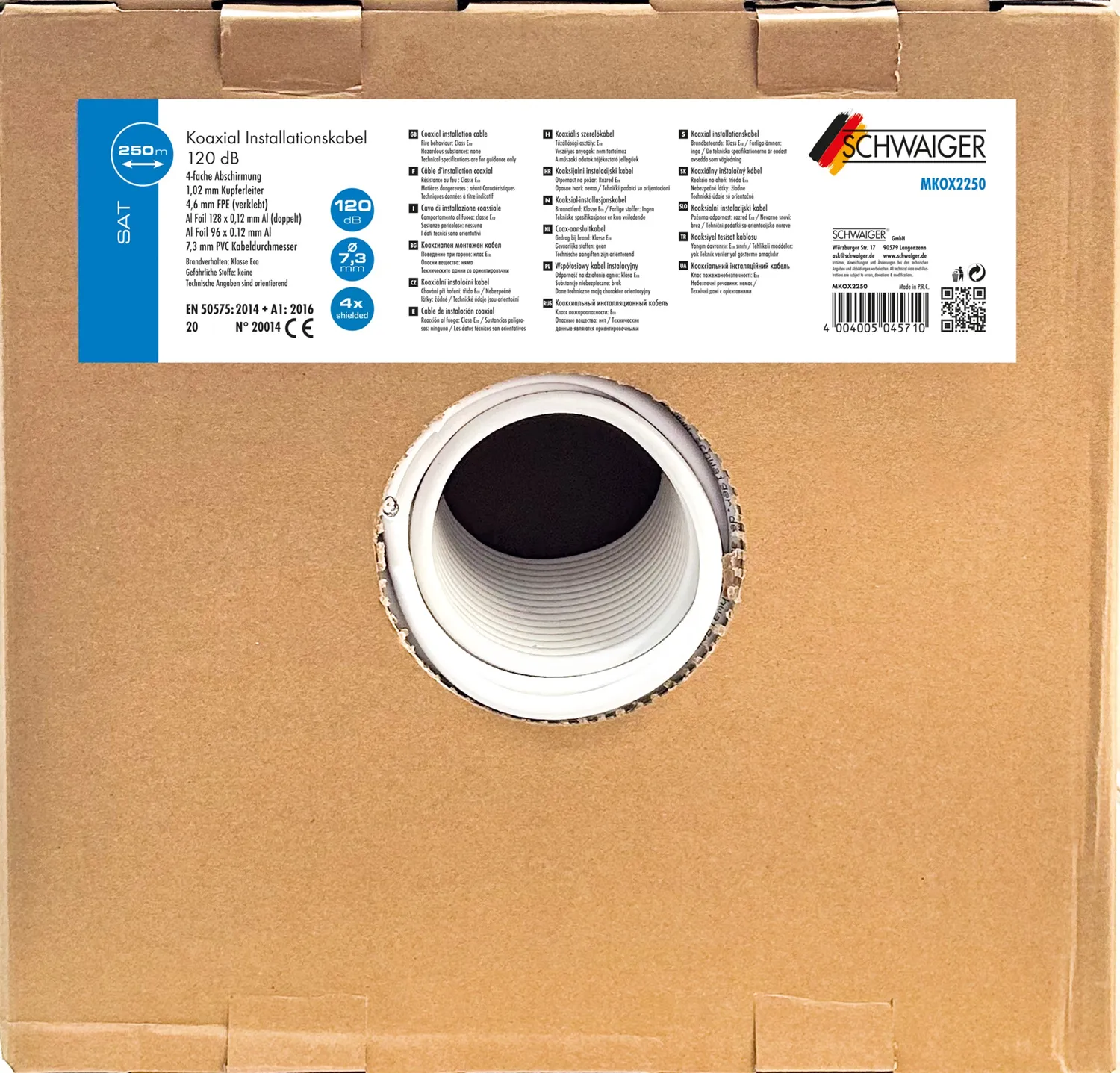 SCHWAIGER Cavo Coassiale 120 dB Bobina 100 m per SAT Antenna