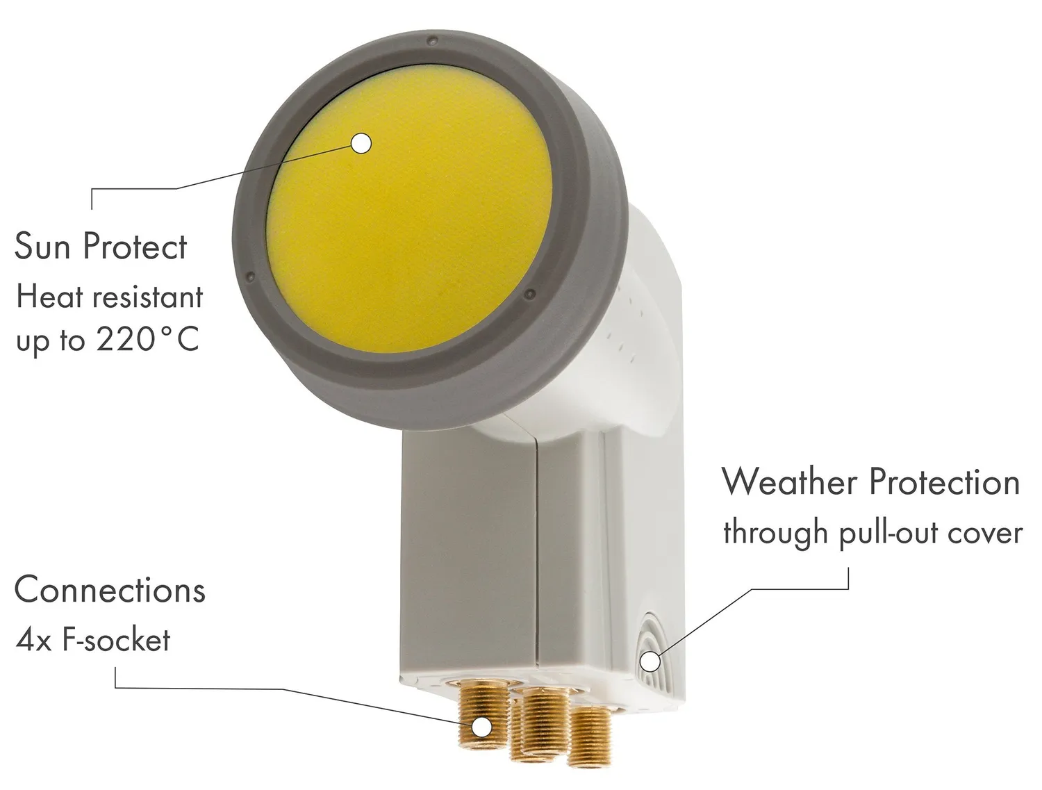 Schwaiger Quad LNB Sun Protect illuminatore 4 uscite grigio