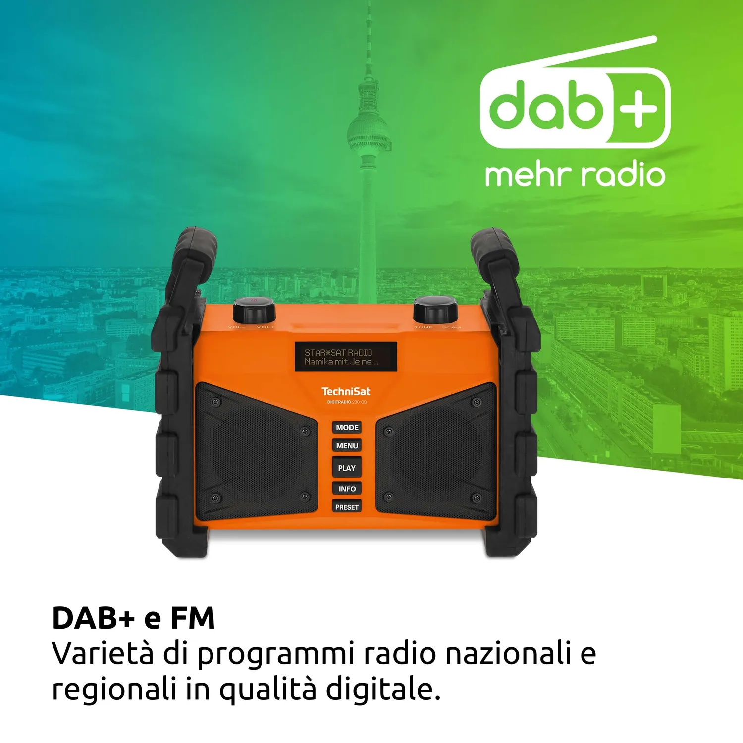 TechniSat DIGITRADIO 230 OD Radio Cantiere DAB+ Arancione IP65