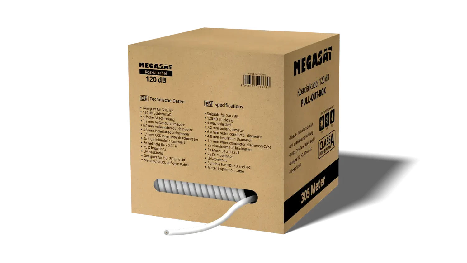 Megasat 120dB cavo coassiale schermato per antenna