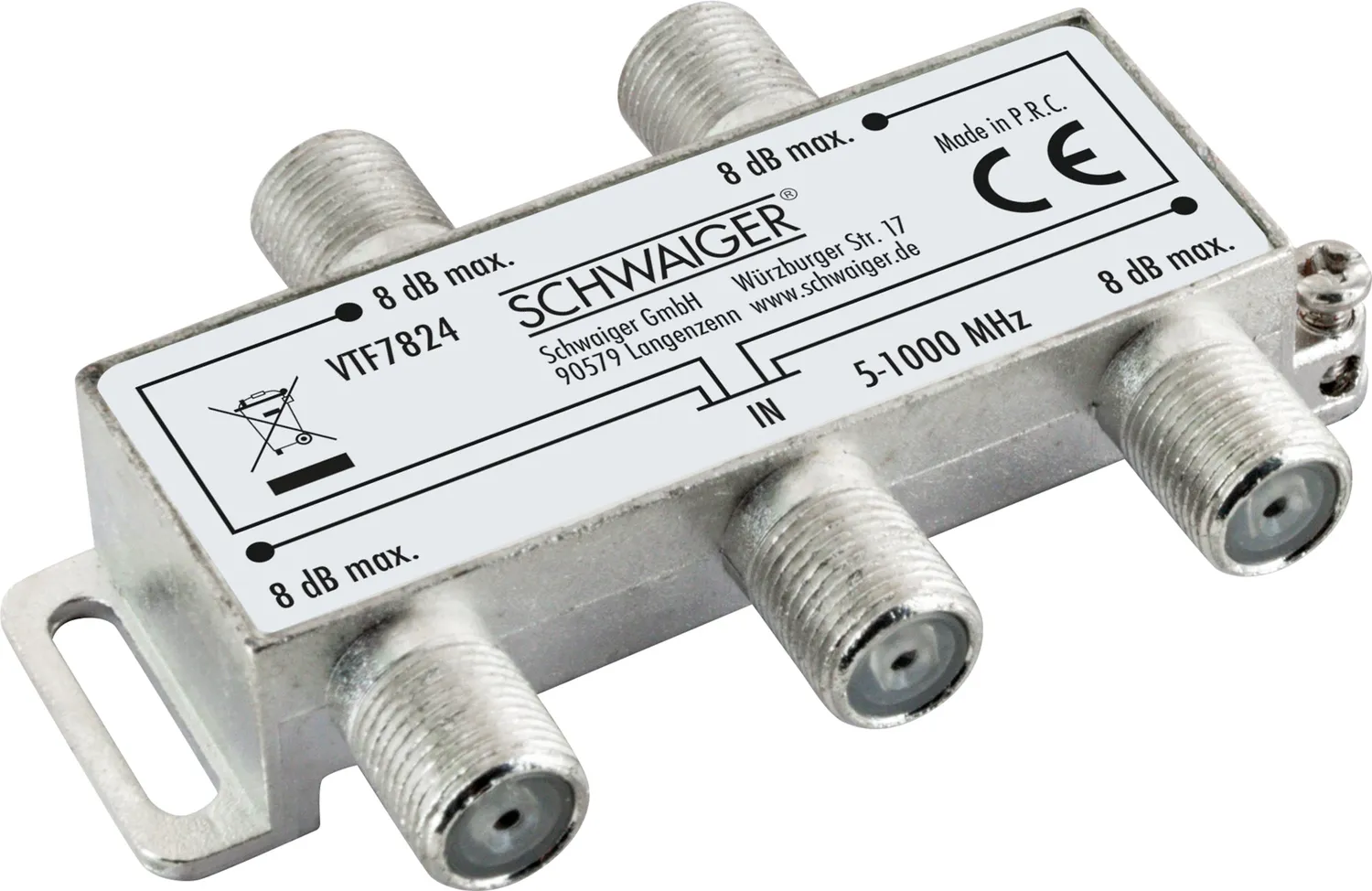 SCHWAIGER Partitore Antenna 4 Vie 8dB 5-1000MHz