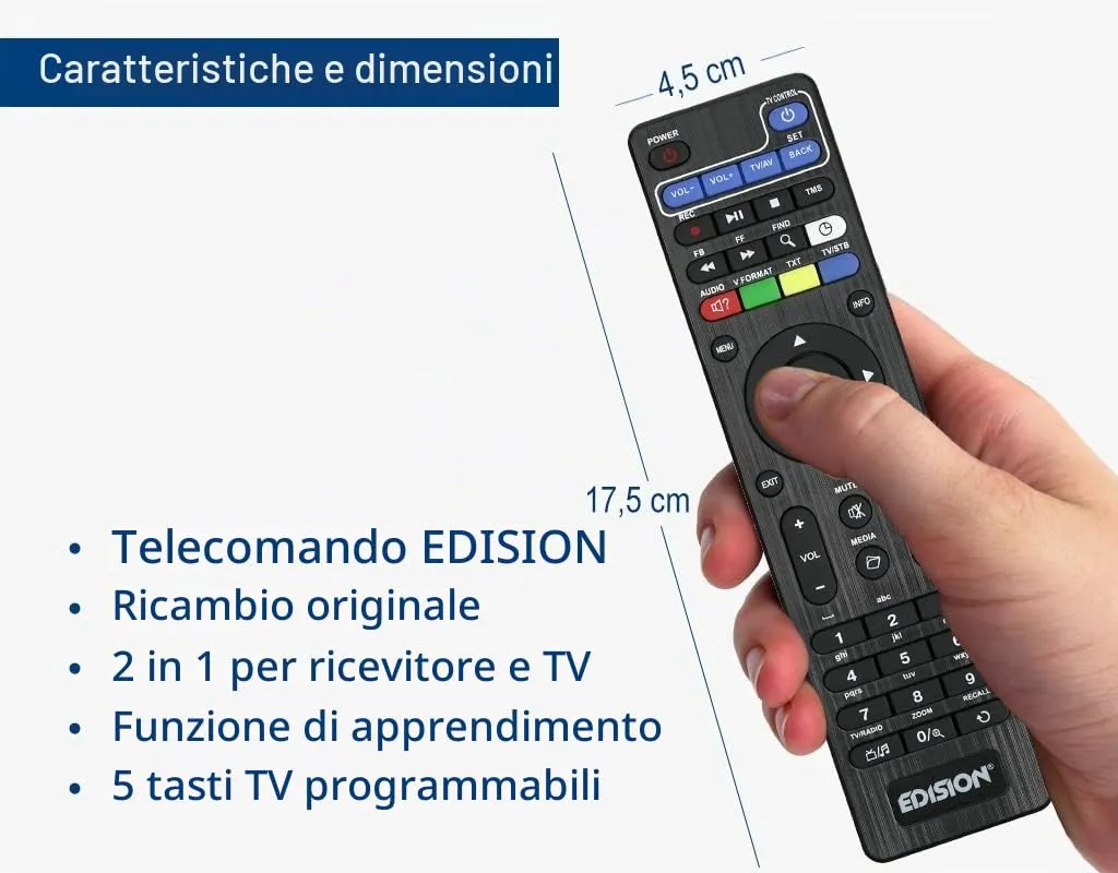 Edision EDI-RCU 2 Learn Slim Telecomando Universale 2in1