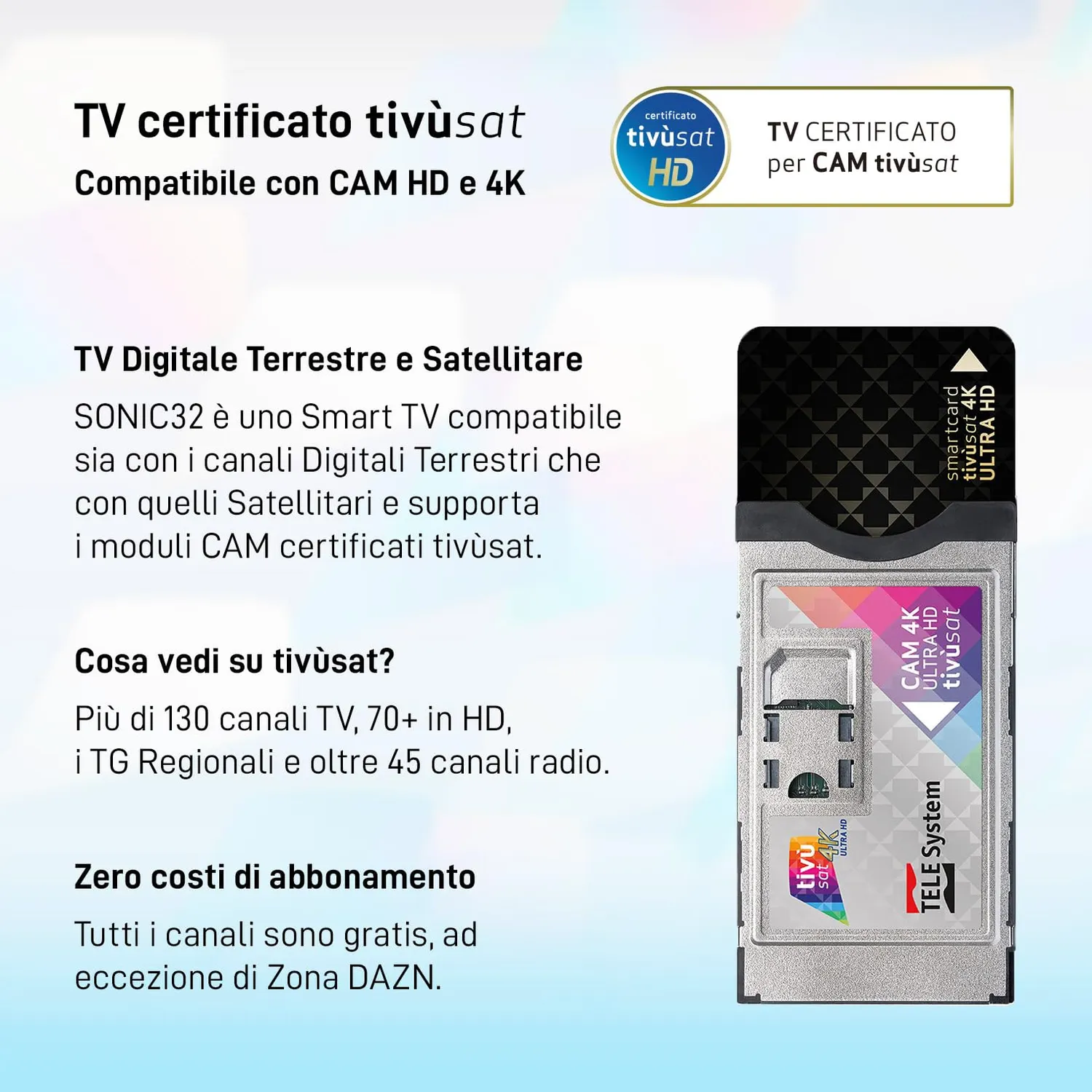 TELE System Sonic SONIC32FL SMV14 Smart TV 32" con soundbar tivùsat