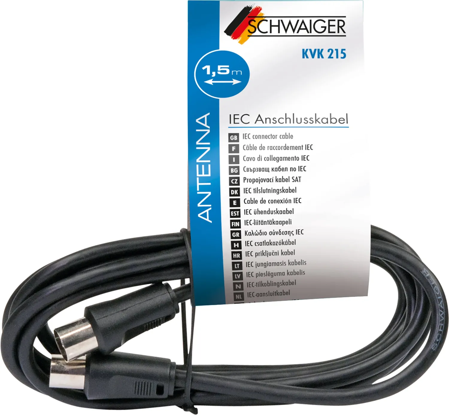 Schwaiger cavo antenna TV IEC 75 dB nero 3 m