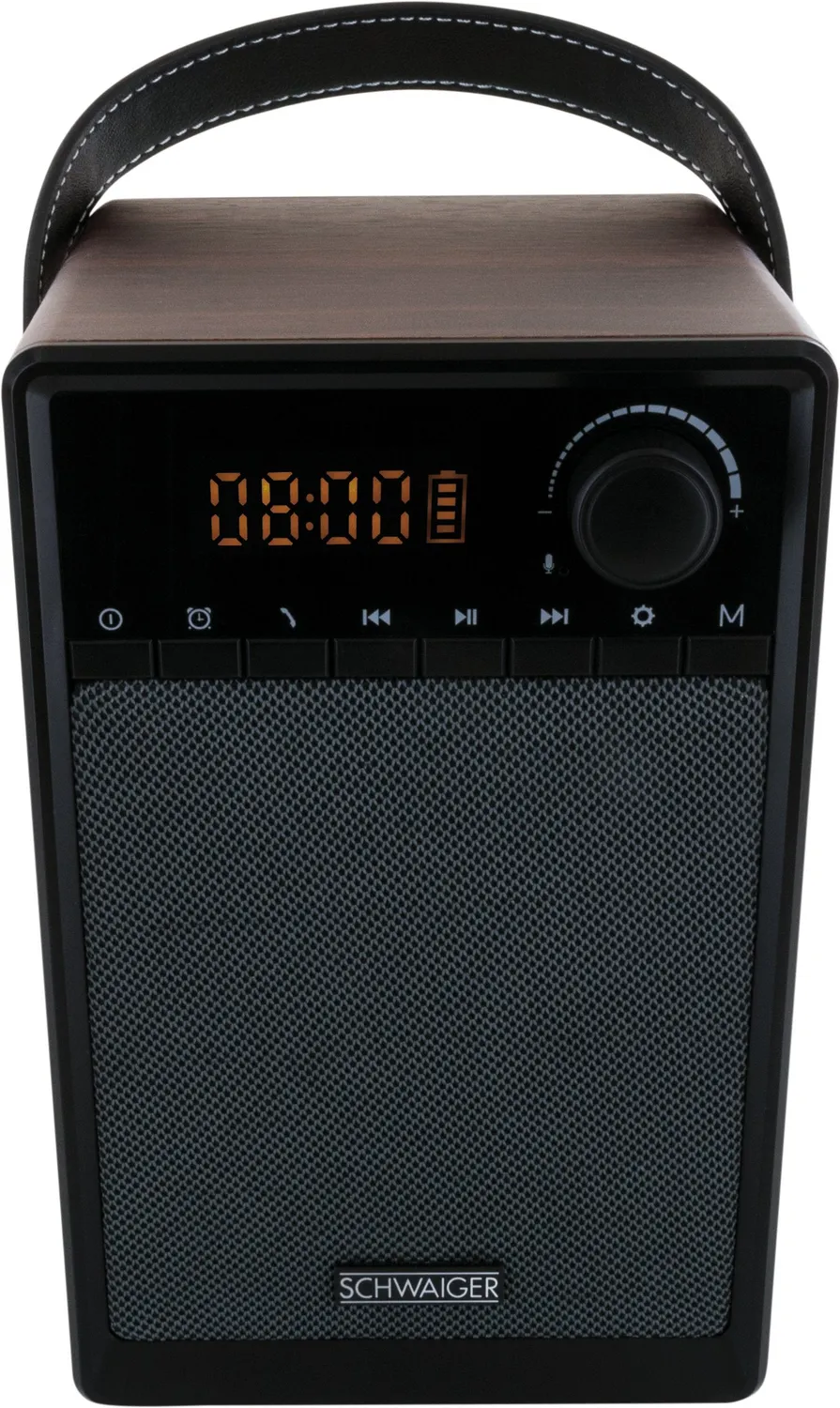 SCHWAIGER Radiosveglia FM Bluetooth AUX 5W nera legno