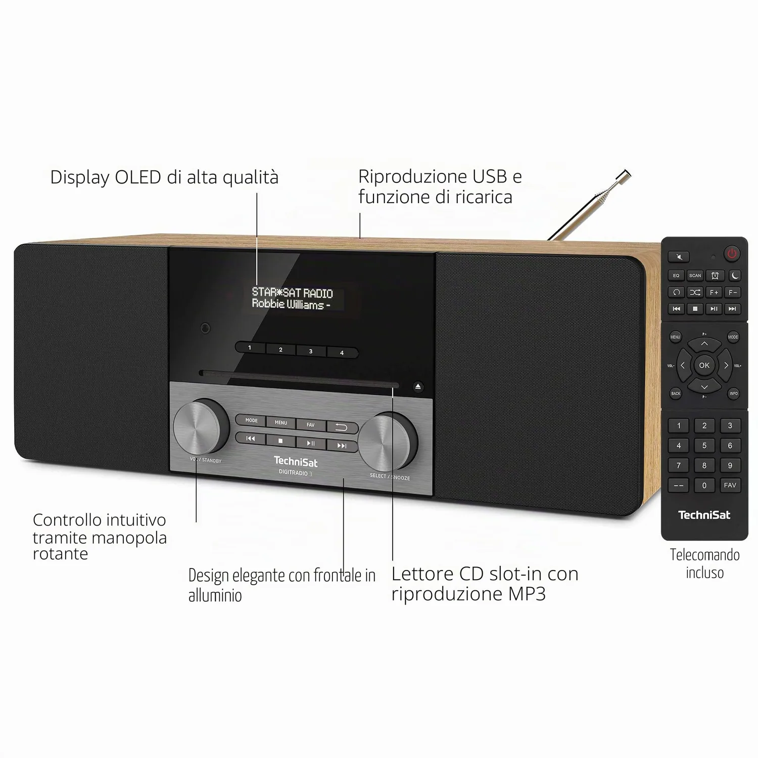Technisat DigitRadio 3 radio stereo DAB+ rovere con CD