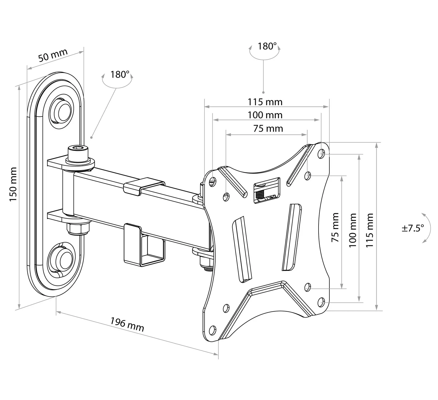Schwaiger Motion 2 supporto TV snodato 29" VESA 100 nero