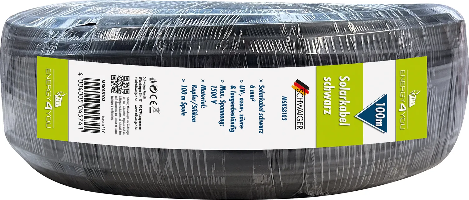 Schwaiger Cavo Solare 6mm² Rotolo 100 m Nero