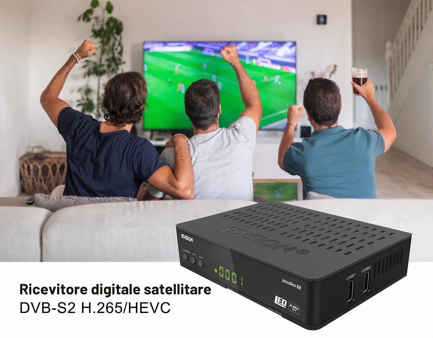 Edision Piccollino S2 Decoder Sat DVB-S2 Full HD H.265 HEVC