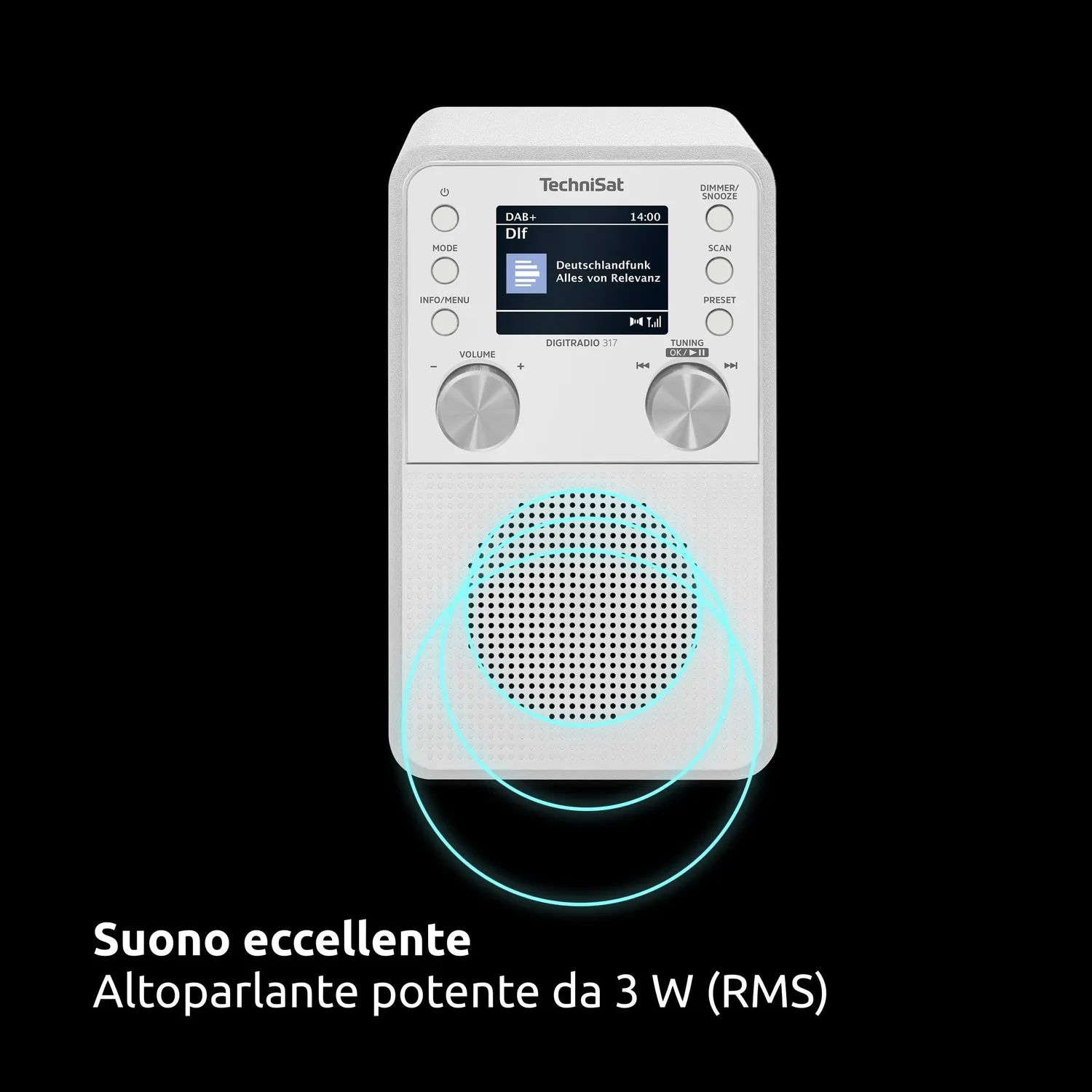 TechniSat DIGITRADIO 317 radio DAB+ bianca verticale 3W