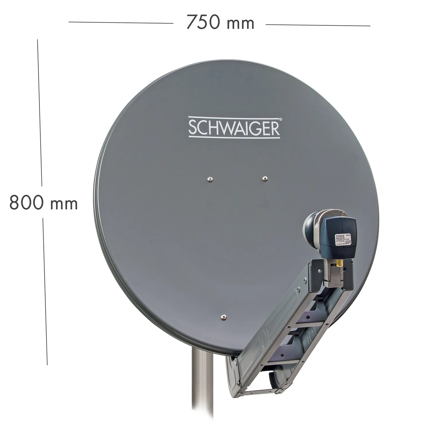 Schwaiger Antenna Satellitare Offset 75 cm Antracite + LNB Quad