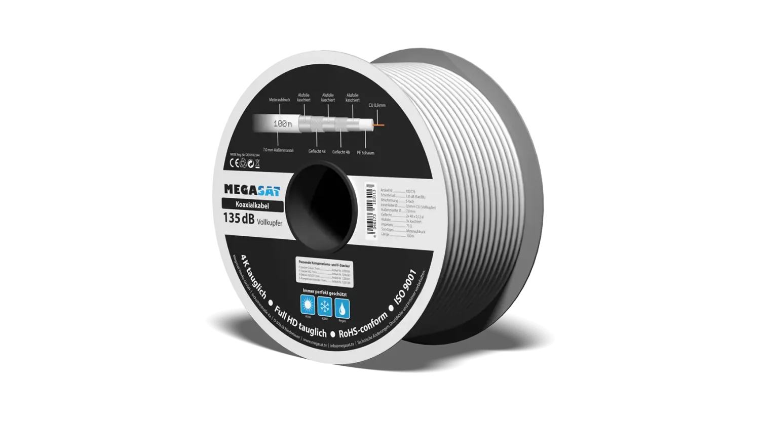 Megasat 135dB cavo coassiale rame pieno schermato