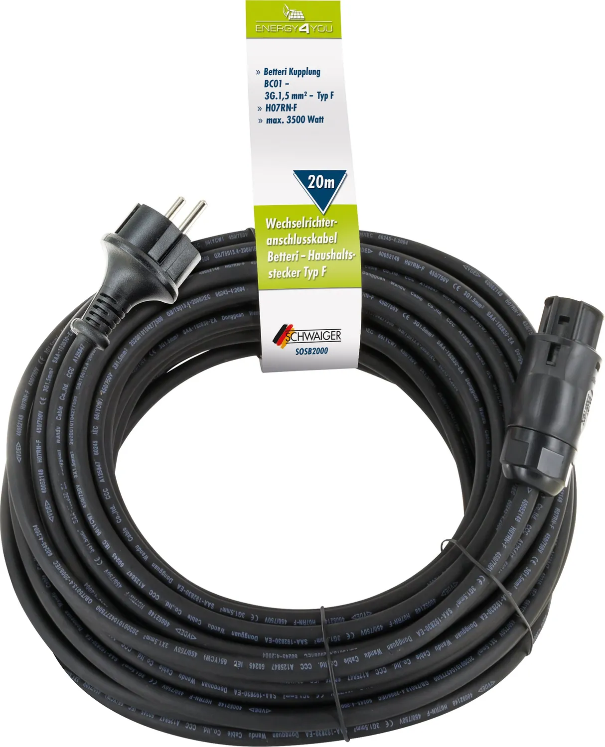 SCHWAIGER Betteri cavo collegamento inverter 5m IP44