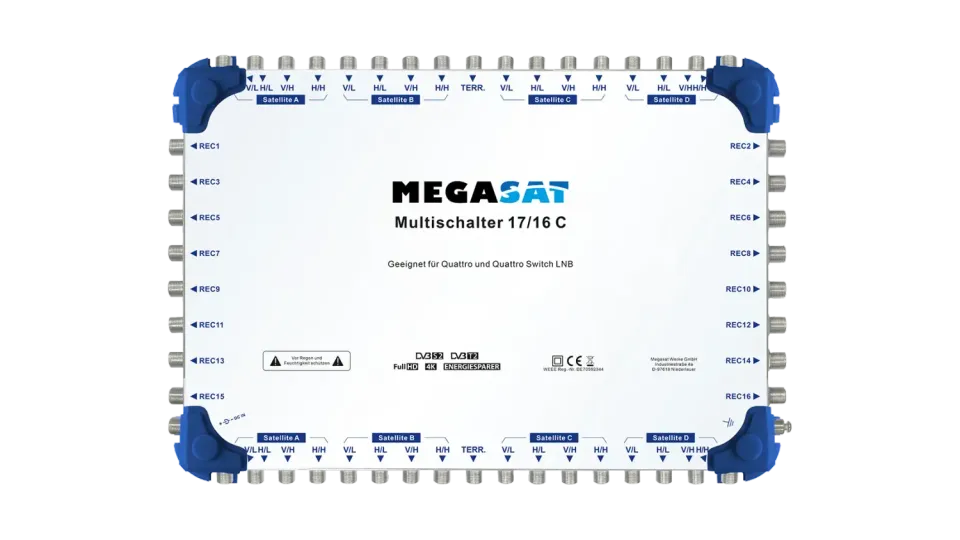 Megasat Multischalter 17/16 C multiswitch 16 uscite 4 satelliti