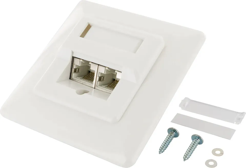 Schwaiger Presa di Rete CAT6 2x RJ45 da Incasso Bianca