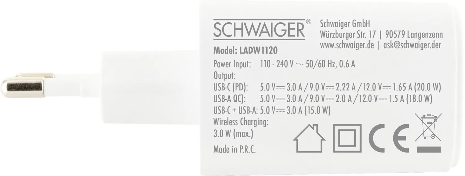 Schwaiger caricatore SmartWatch USB-C 20W