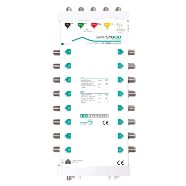 Fracarro SWP516QD multiswitch 5 ingressi 16 uscite