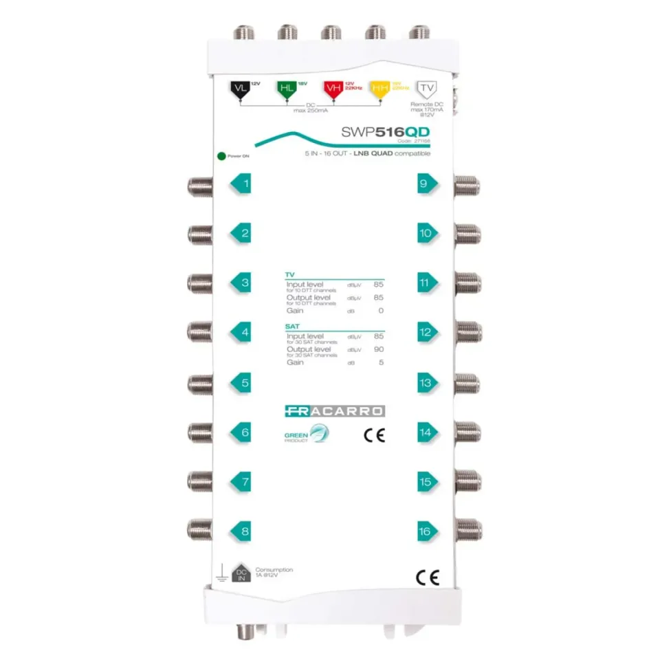 Fracarro SWP516QD multiswitch 5 ingressi 16 uscite