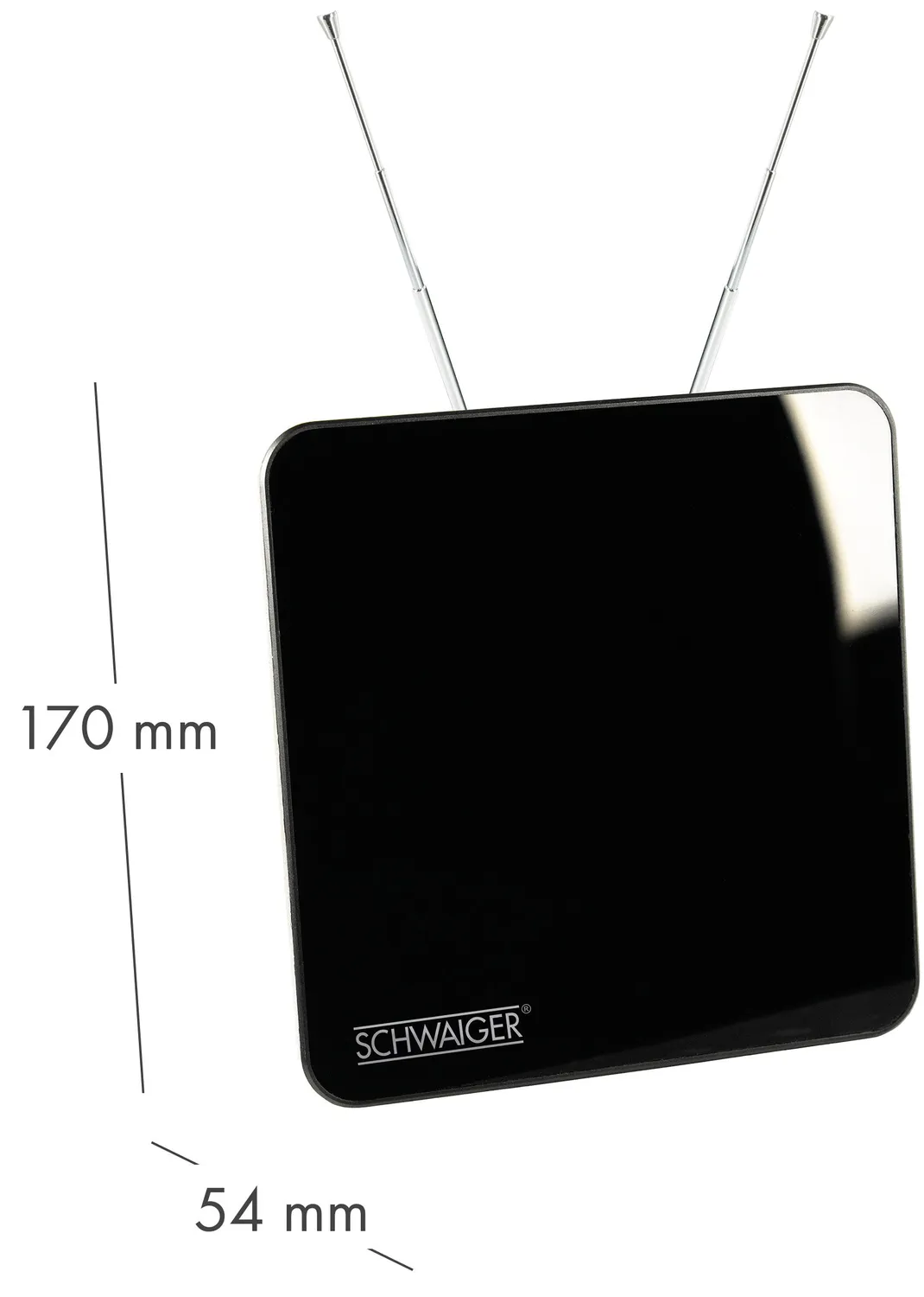 Schwaiger DVB-T2 HD antenna interna attiva 45 dB nera