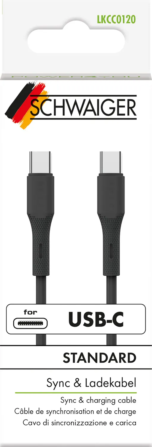Schwaiger Cavo USB-C a USB-C 1,2 m ricarica 20W sync