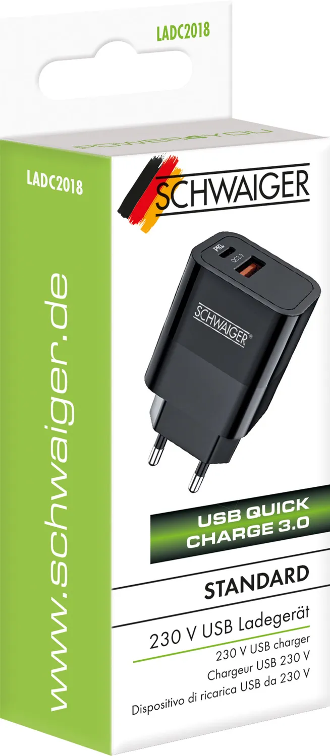 SCHWAIGER Caricabatterie rapido USB 20W USB-A USB-C