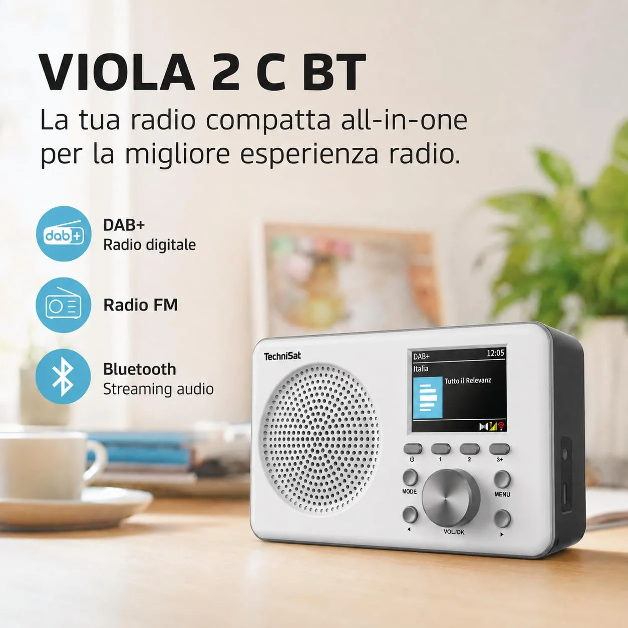 TechniSat Viola 2 C BT radio DAB portatile bianco nero
