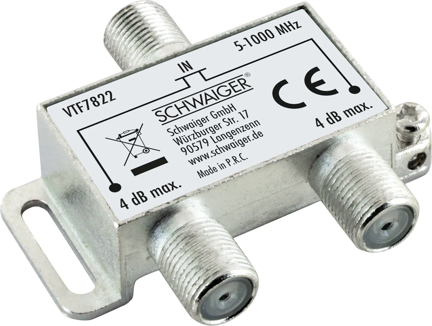 SCHWAIGER Partitore antenna TV 2 vie 4 dB