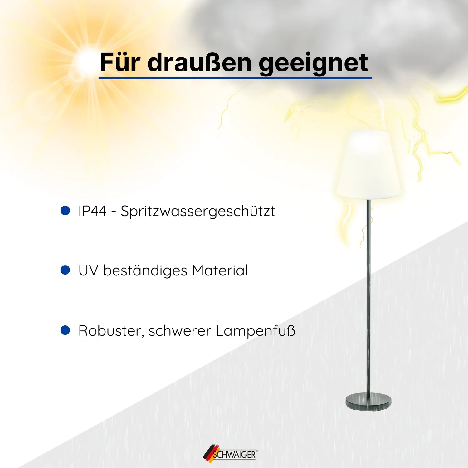 Schwaiger RGB LED lampada solare Bluetooth con telecomando