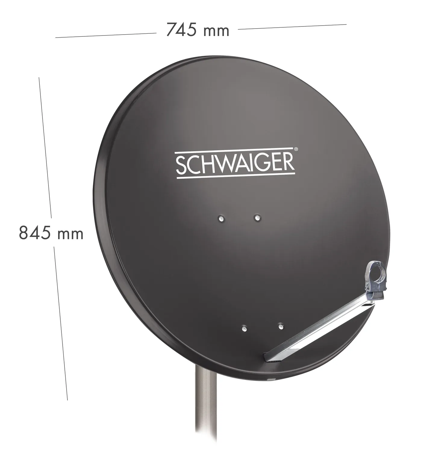 SCHWAIGER Parabola satellitare 80 cm antracite 4 utenze