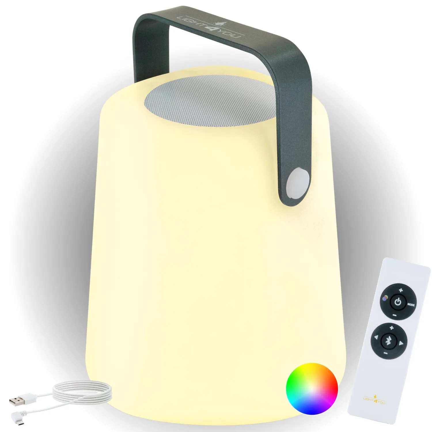 Schwaiger lampada tavolo LED speaker Bluetooth maniglia grigia