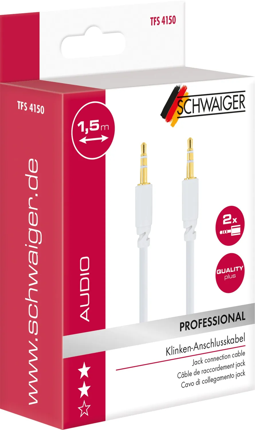 Schwaiger Cavo Audio Jack 3,5 mm 1,5 m Bianco Stereo