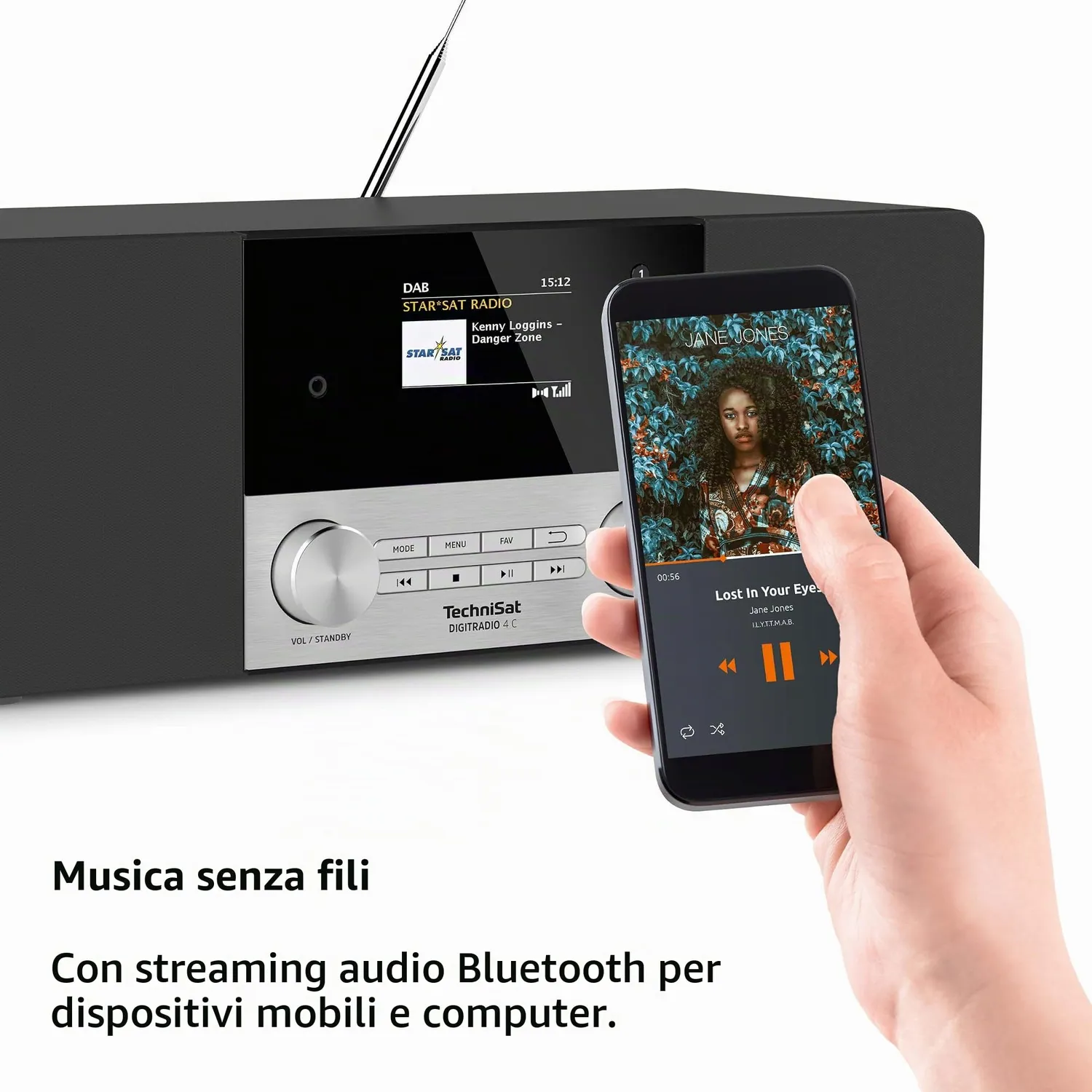 TechniSat DigitRadio 4 C Radio DAB+ Stereo Nera ELAC 20W