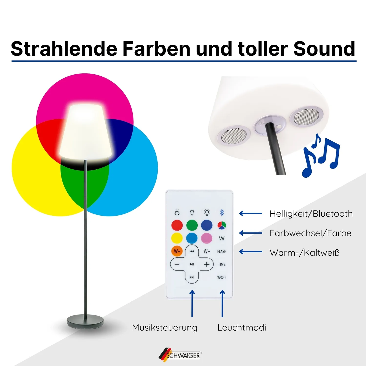 Schwaiger RGB LED lampada solare Bluetooth con telecomando