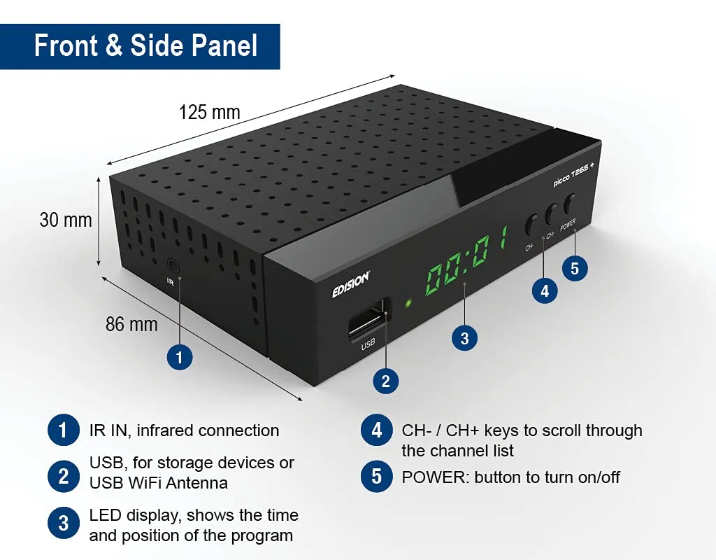 Edision PICCO T265 Plus Decoder Terrestre Full HD HEVC