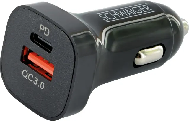 SCHWAIGER Caricatore auto USB-C USB-A 20W nero